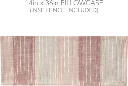 Levtex Home – Sand Stripes Blush Lumbar Decorative Pillow Cover– 14x36in. – Modern Stitched Stripe Design – Pink and Neutral Tones – Soft Textured Fabric – No Insert Included
