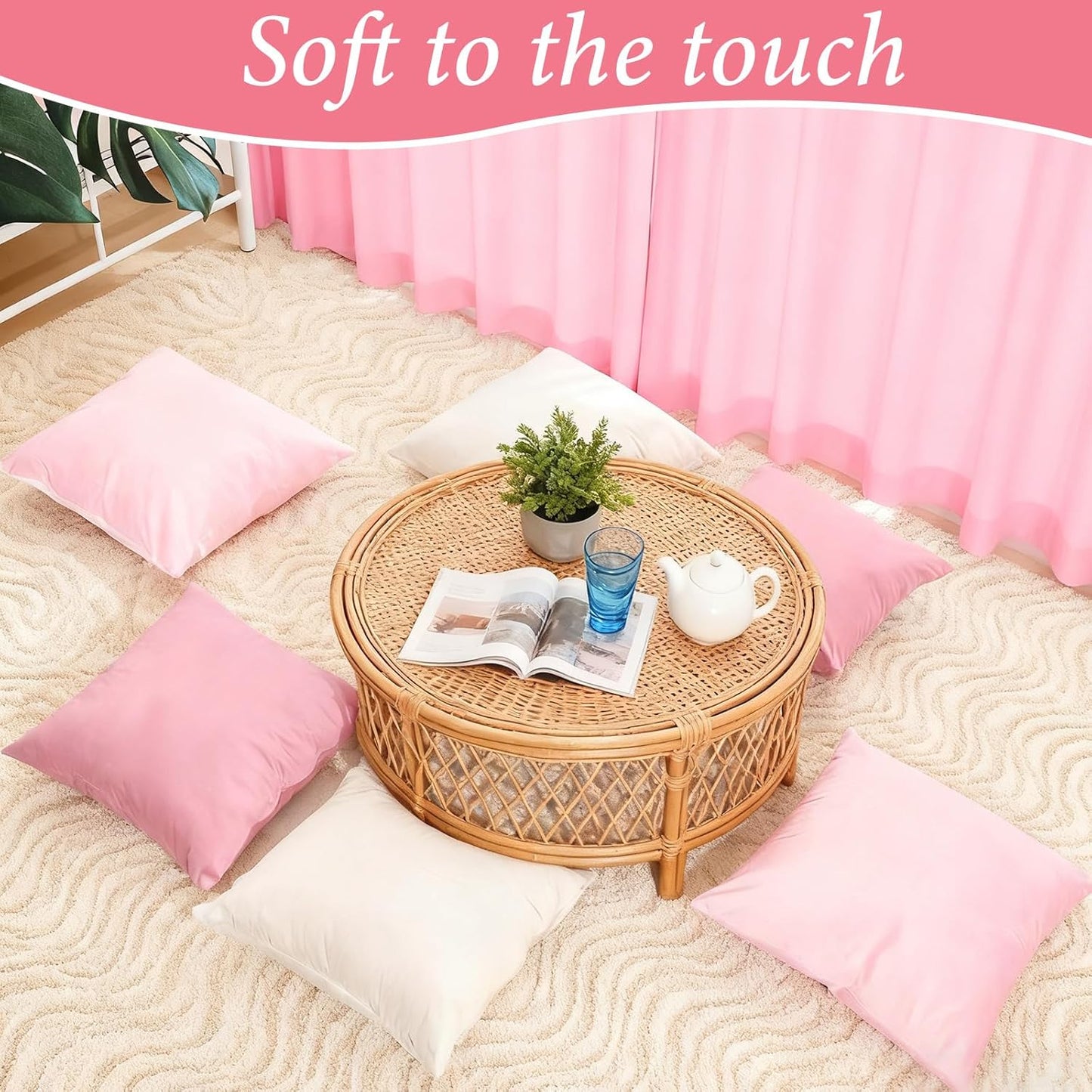 Pink Series Throw Pillow Covers 6 Pcs 18" x 18" Decorative Pillow Covers for Couch Soft Velvet Square Pillows Cover for Sofa Bedroom Patio Balcony Picnic Coquette Party Decor Accessories, No Inserts