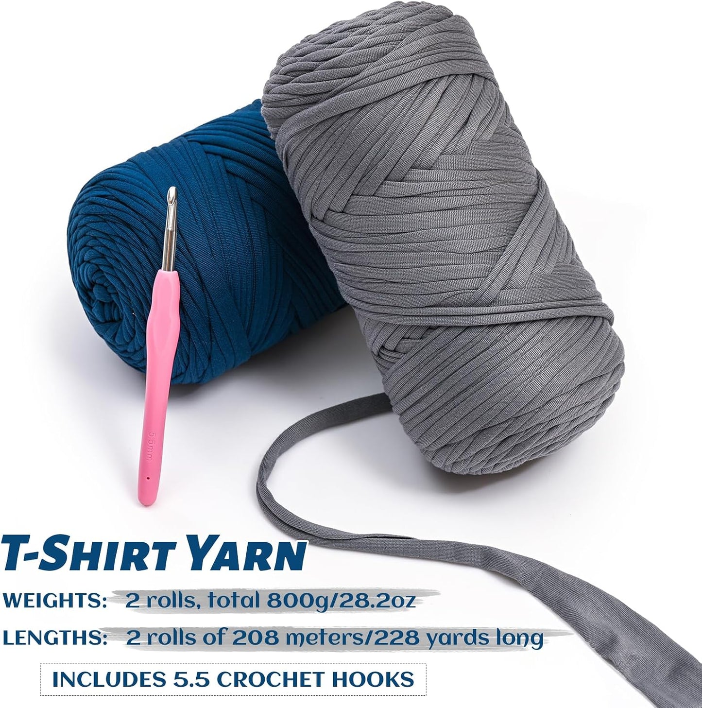 Elastic Fabric T Shirt Yarn for Crocheting，Beginner Crochet Yarns with Polyester Spandex Blend,Total 400g/114yds Soft Tshirt Yarn for Crochet Crafts/Bags/Baskets（Peach）