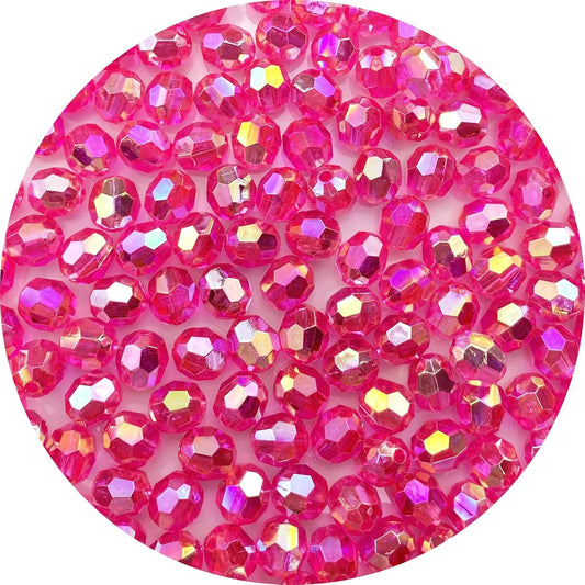 Jmassyang 400 Pieces 8mm Glossy Acrylic Faceted Beads AB Color Crystal Round Plastic Spacer Crafts Bead for DIY Necklaces Bracelets Earrings Jewelry Making Bead Curtains Home Decoration(Peach AB)