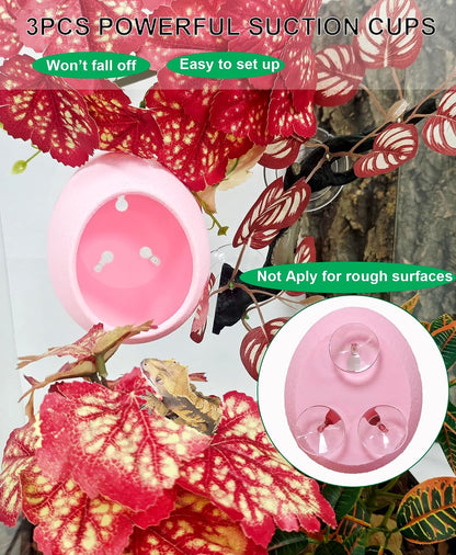 Woyrise Reptile Hide Cave Plastic Egg Shape Hideout, Gecko Hide with Strong Suction Cups Climbing Toys Reptile Shelter Sleeping Cave for Arboreal Reptiles, Frogs, Spiders Terrarium Decor - Pink