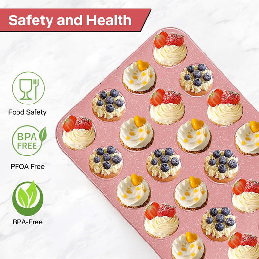2-Pack Healthy Baking Cupcake Pan| Non Stick 12-Cup Muffin Pan | Durable & Easy Clean Muffin Tin | Perfect for Cupcakes, Muffins (Beige)