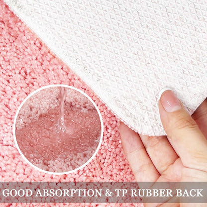 Fun Toilet Rug U Shaped Toilet Mat Cute Bathroom Rugs 24x20 Non Slip Washable Pink Bath Mat Water Absorbent Funny Bathroom Decor Pink and White Toilet Rug