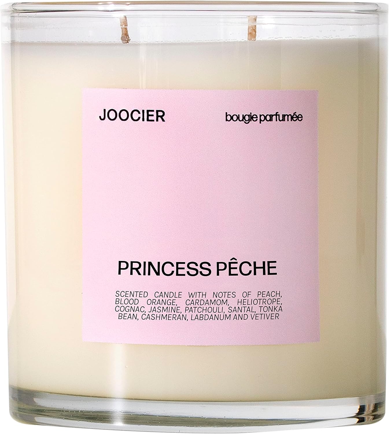 | Princess Peche Candle- Peach, Cognac, Patchouli, Santal | Bitter Peach Fragrance Inspired Candle 70+ Hour Burn time Double Wick Luxury Home Fragrance Scented Candle Home décor Non Toxic