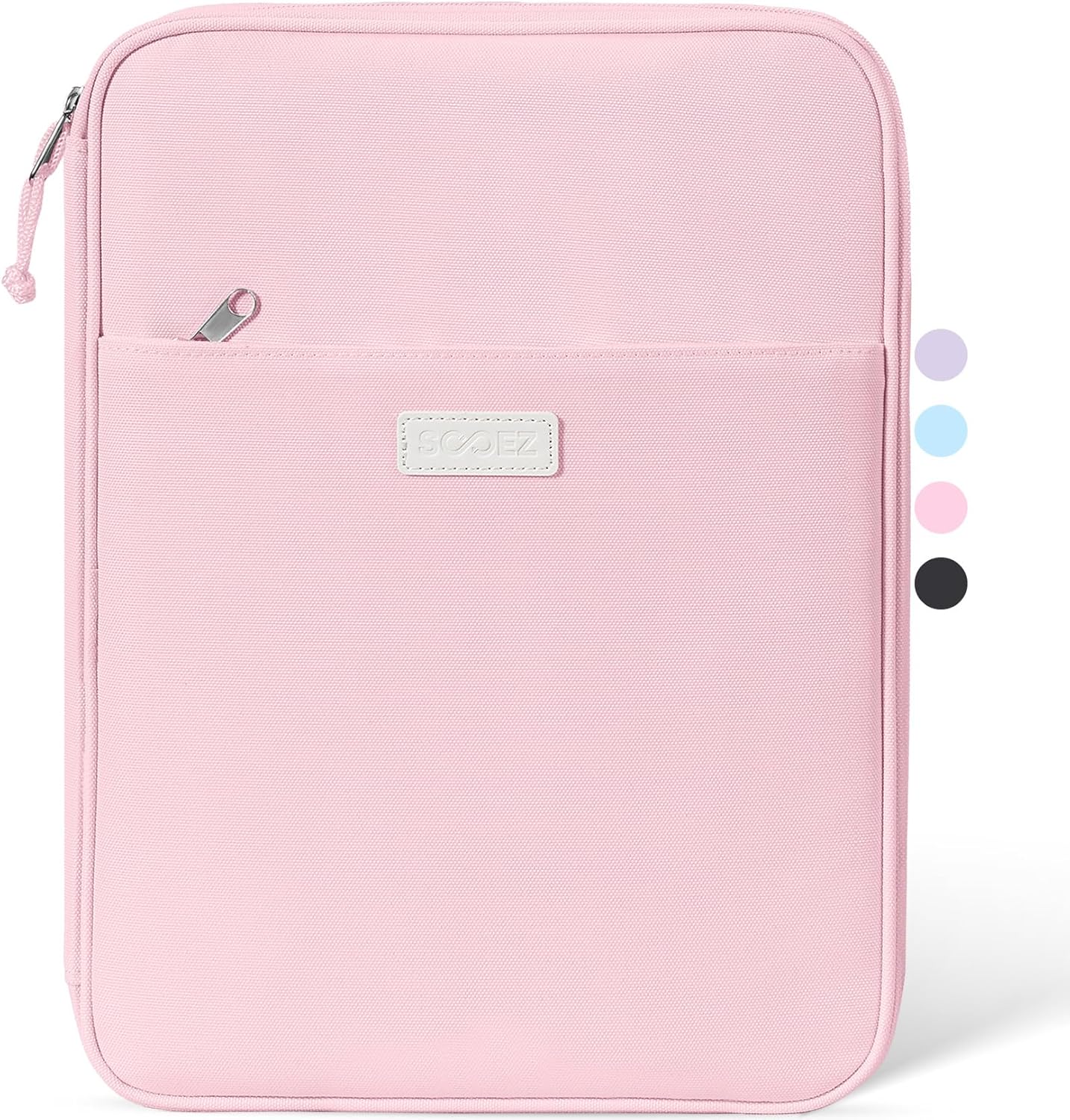 Sooez Zipper Binder Bag, 1 Inch Binders 3 Ring O-Ring, 5-Tab Dividers Expanding File Folder, 500-Sheet Capacity Three Ring Binder, Cute Organizer Storage for Student School Classroom Supplies, Pink