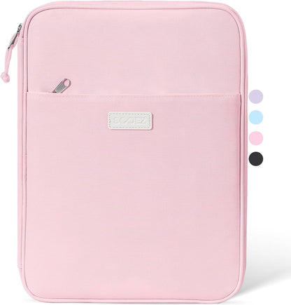 Sooez Zipper Binder Bag, 1 Inch Binders 3 Ring O-Ring, 5-Tab Dividers Expanding File Folder, 500-Sheet Capacity Three Ring Binder, Cute Organizer Storage for Student School Classroom Supplies, Pink
