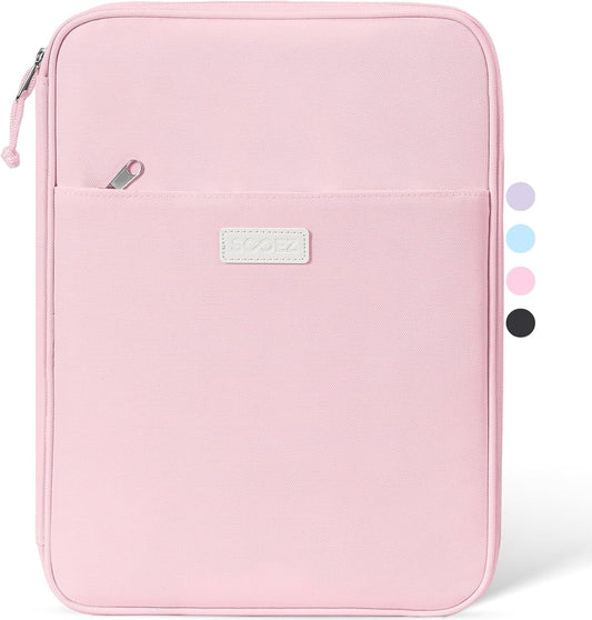 Sooez Zipper Binder Bag, 1 Inch Binders 3 Ring O-Ring, 5-Tab Dividers Expanding File Folder, 500-Sheet Capacity Three Ring Binder, Cute Organizer Storage for Student School Classroom Supplies, Pink