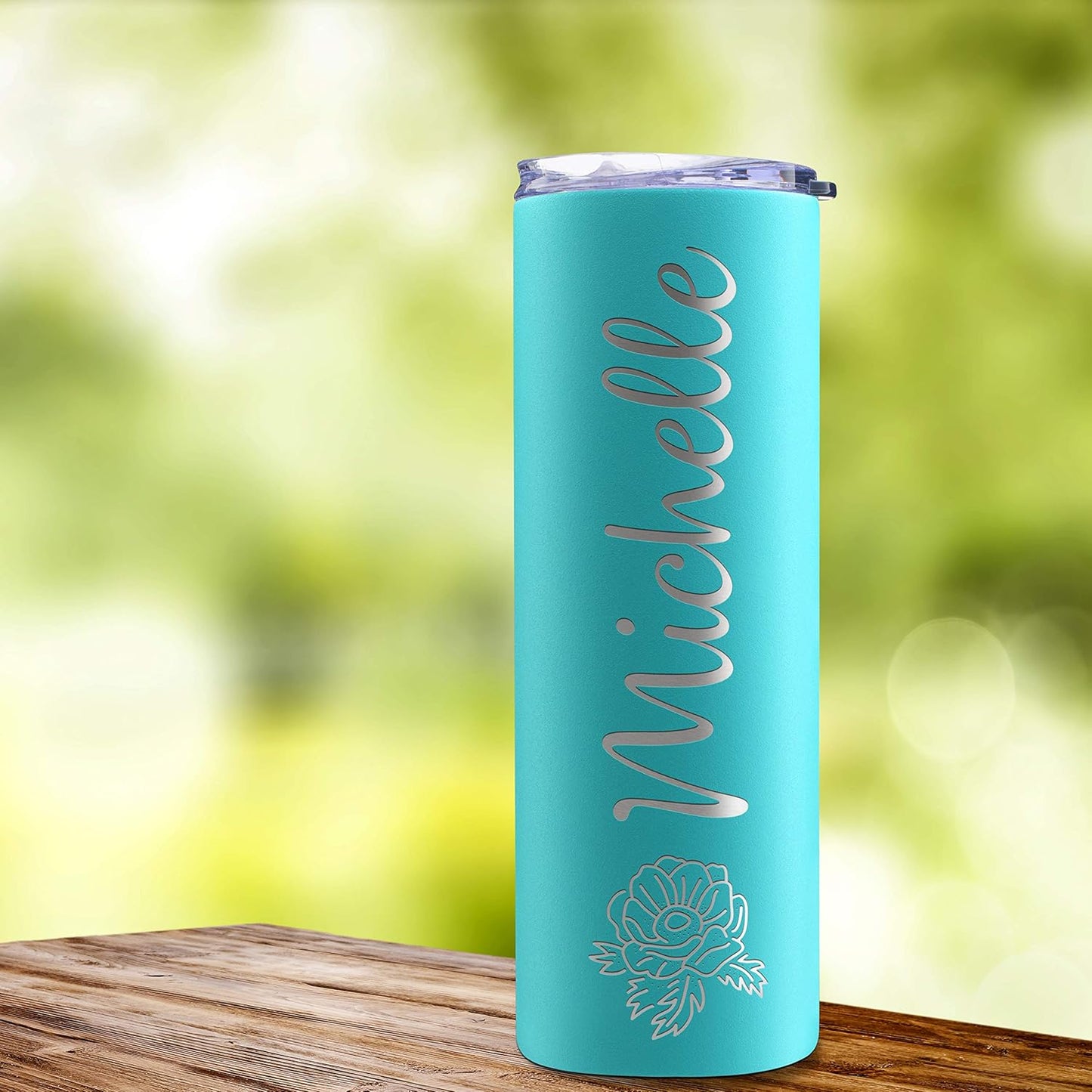 Personalized Skinny Tumbler, Straw, Lid & Brush Included, 20 Oz Light Pink, Personalized Gifts for Women, Gift for Mom, Custom Skinny Tumbler for Women, Gifts for Her