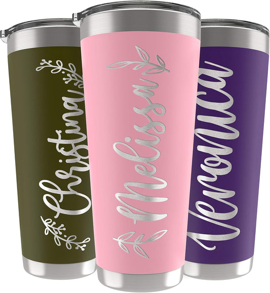 Personalized Tumblers with Lid, Gifts for Her, 30 oz Light Pink, 10 Designs | Custom Engraved Tumbler w Name - Personalized Cups - Gifts for Women, Mom - Double-Walled Stainless Steel