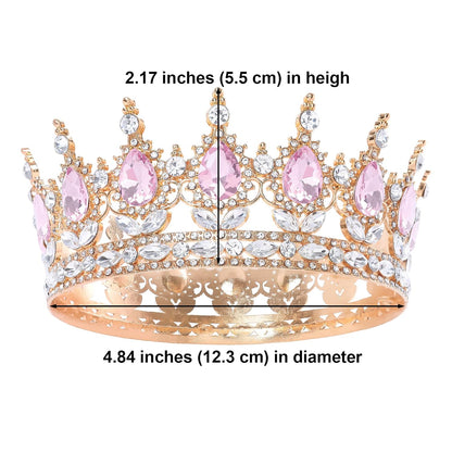 Pink Queen Crown for Women Crystal Tiara for Women Rhinestone Wedding Headband for Bride Hair Accessories for Costume Birthday Party Prom Gifts