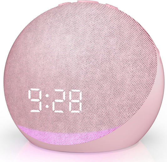 Acedeck Sound Machine Alarm Clock for Bedroom: 25 Natural Sleep Sounds - White Noise Machine for Adults Kids Baby - Gentle Wake Up Alarm with Bluetooth Speaker - Pink