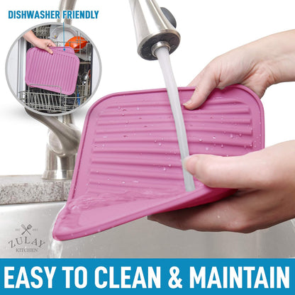 Zulay 2-Pack 9"x12" Silicone Trivets for Hot Pots & Pans – Heat-Resistant, Non-Slip Trivet Mats – Durable, Flexible, Multi-Purpose Hot Pads for Kitchen Counter & Table - Pink