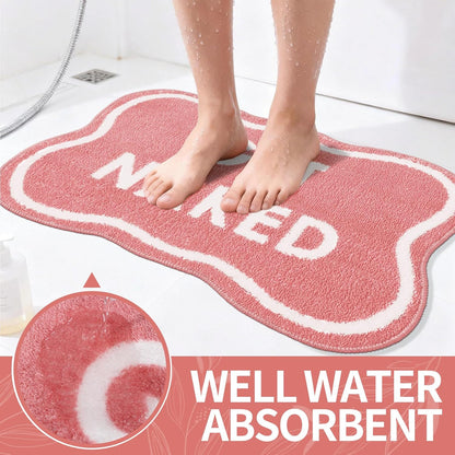 BSSN Get Naked Bath Mat, 16" x 24" Cute Pink Bathroom Rug, Ultra Absorbent Microfiber Tufted Bath Mat, Non-Slip & Machine Washable, Small Fun Aesthetic Decor Rug for Bathroom, Shower, Sink