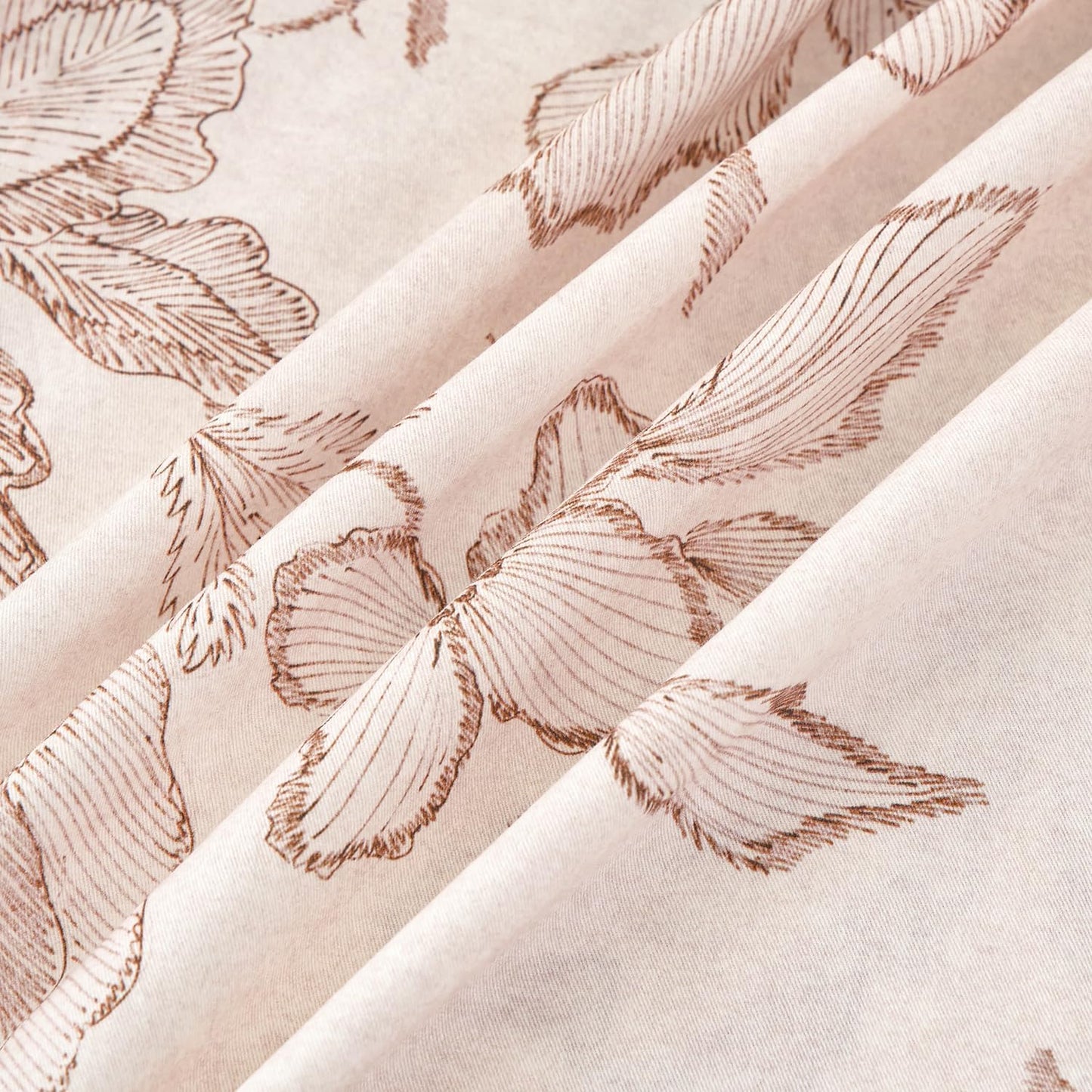 Zusbest King Size Sheets Pink Floral Sheet Set 400TC 100% Cotton Flannel-Like Warm Luxury Bed Sheet Set 4Pcs, Button Closure Double Brushed Extra Soft Breathable Toile Printed Deep Pocket 17‘’