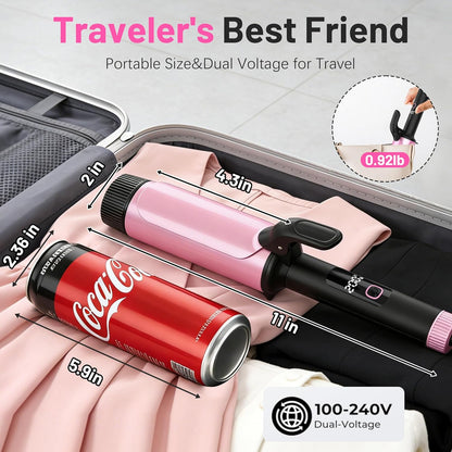 Large Curling Iron 2 Inch,Large Barrel Curling Iron for Long Hair,Dual Voltage Curling Iron 110-240V with European Plug,Curling Wand with Clamp for Loose Curls,5 Temp Digital Display,Temp Lock