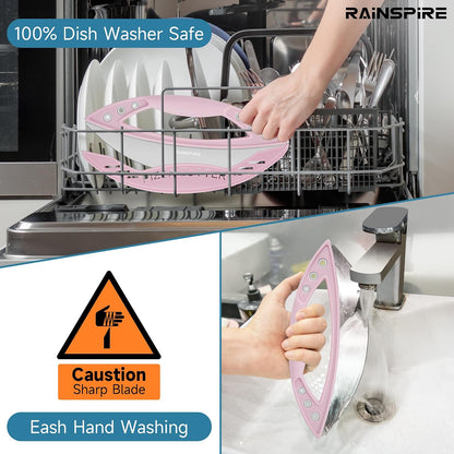 Rainspire 12" Pizza Cutter Rocker Blade Stainless Steel Pizza Rocker with Cover Sharp Blade Pizza Knife Dishwasher Safe Kitchen Gadgets Home Essentials, Pink