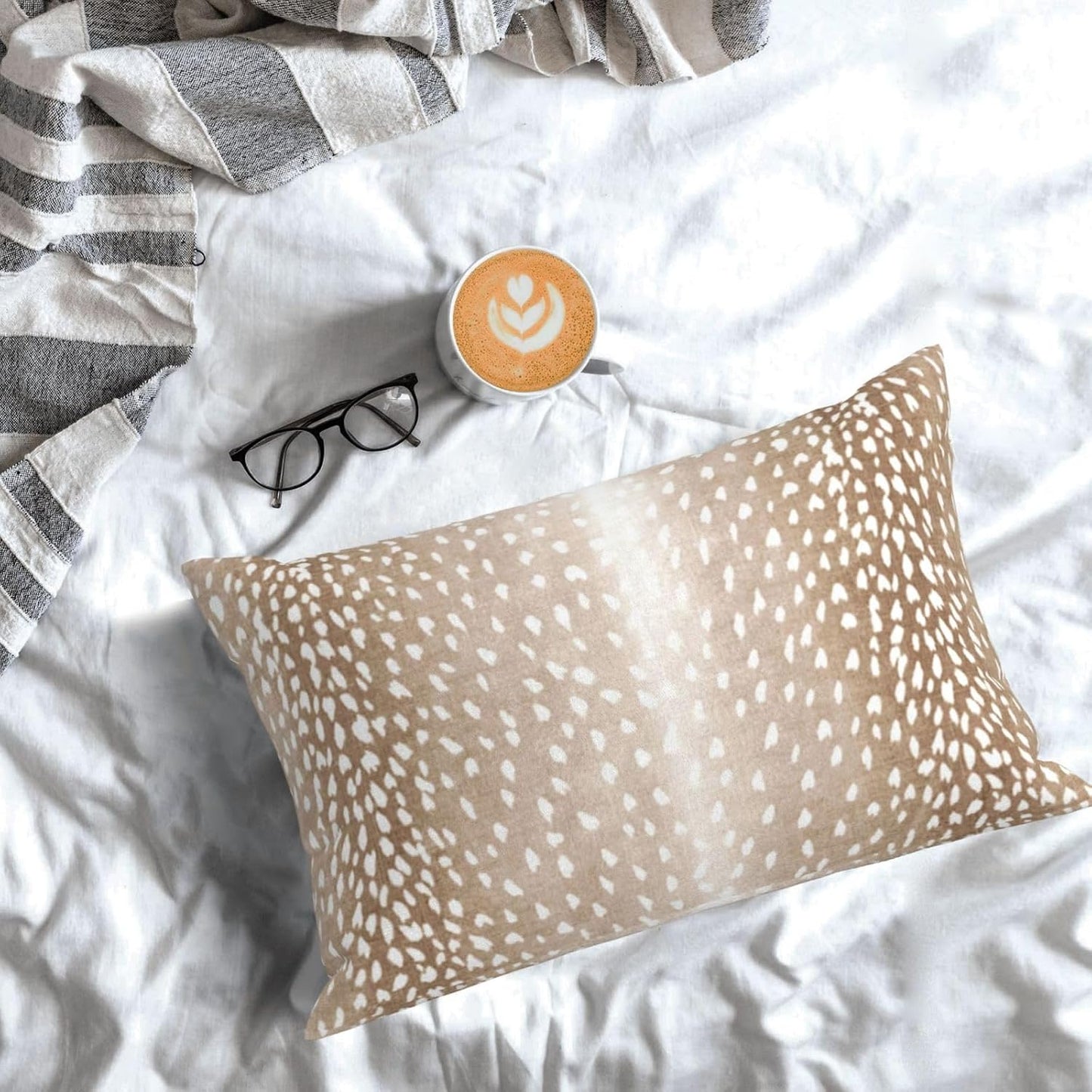Pink Sage Green Pillow Covers 18x18 Inch 2 Pcs Boho Preppy Polka Dots Striped Decor Throw Pillows Modern Geometric Outdoor Farmhouse Decoration Pillowcase Linen Cushion Cover for Couch Sofa