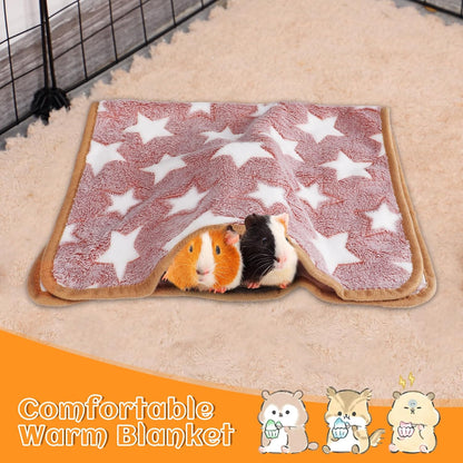 Guinea Pig Blanket, 2 Pack Warm Soft Coral Fleece Small Animal Blankets Washable Pet Cage Liners Sleep Mat Pad Cover for Rabbit Hamster Dog Cat Ferret Chinchilla Hedgehog Bedding, 24" x 16"