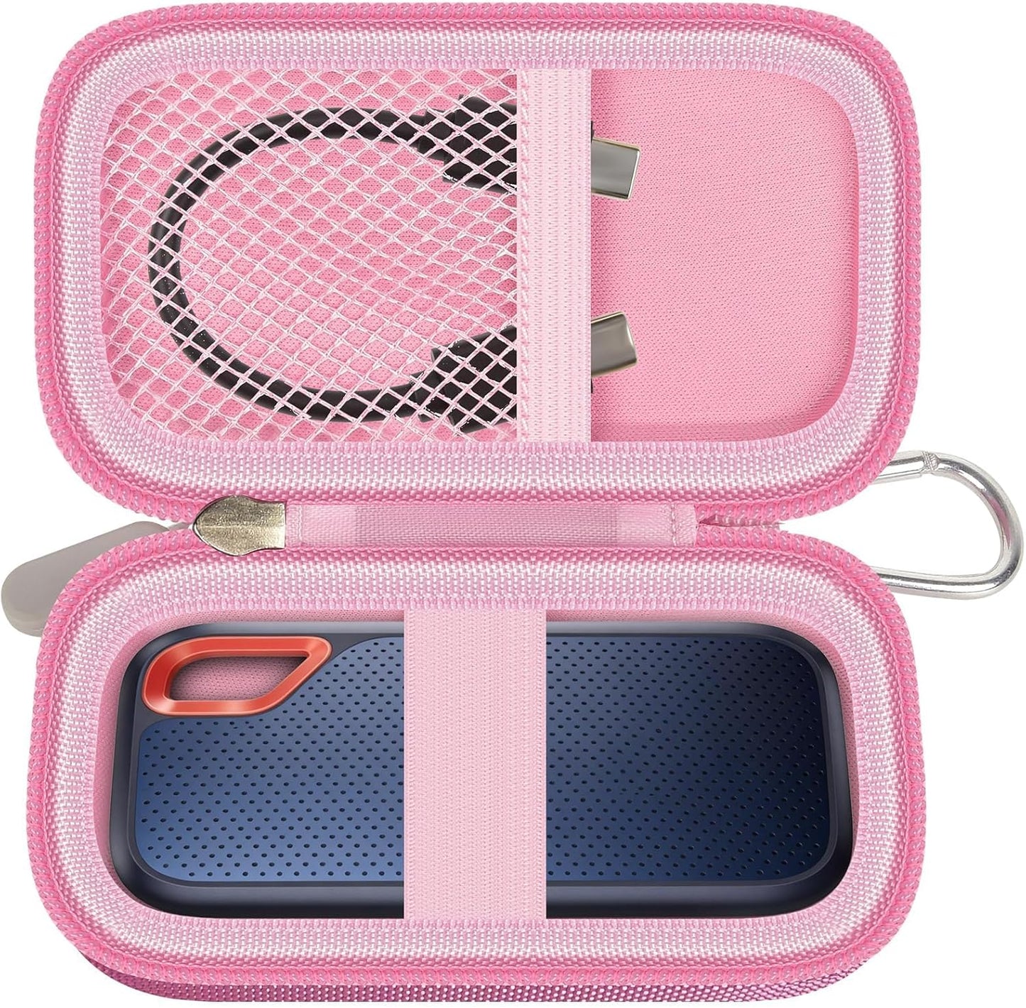 GWCASE Hard Case for SanDisk Extreme Portable SSD 1TB 2TB 4TB 8TB 500GB, External for Solid State Drive Travel Carrying Holder with Mesh Pocket for USB Cables & SD Cards (Bag Only)-Pink