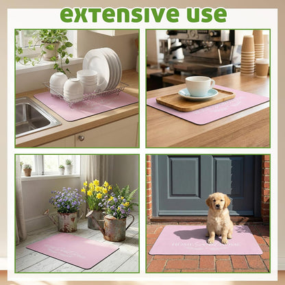 Pink Dish Drying Mat for Kitchen Counter 24 x 16 Inch Pink Kitchen Accessories Large Non Slip Absorbent Heat Resistant Coffee Bar Pad Dish Drainer Rack Mat for Countertops Sinks