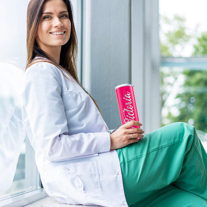 Personalized Nurse Gifts for Women - 20 Oz Skinny Tumbler with Lid - Light Pink - Nurse Appreciation Gift