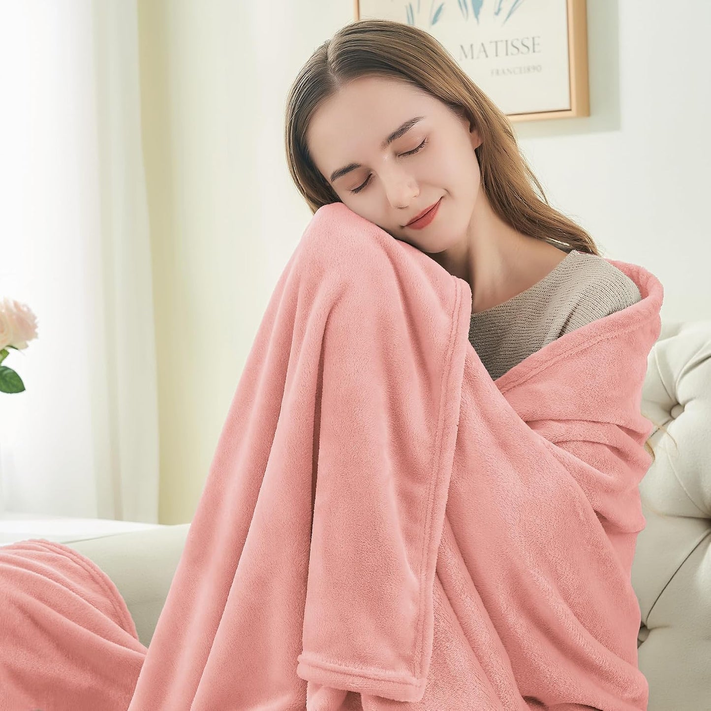 BEDELITE Fleece Blanket Pink Throw Blankets for Couch & Bed, Luxury Plush Cozy Fuzzy Blanket 50" x 60", Super Soft Warm Lightweight Throw Blanket for Travel Camping