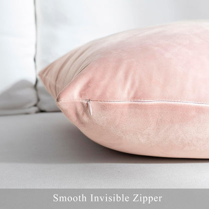 Stellhome Pack of 2 Super Soft Throw Pillow Covers Rectangle Solid Velvet Pillowcase for Bed Couch Sofa Bench, 12 x 20 inch (30 x 50 cm), Pink