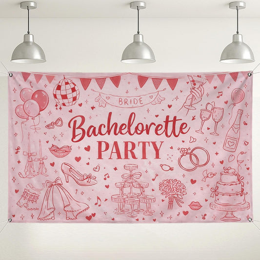 Bachelorette Party Backdrop, Fun Peach Romantic Decorations for Bridal Shower, Cute Wedding Celebration Background for Indoor/Outdoor Events 71x43 Inch