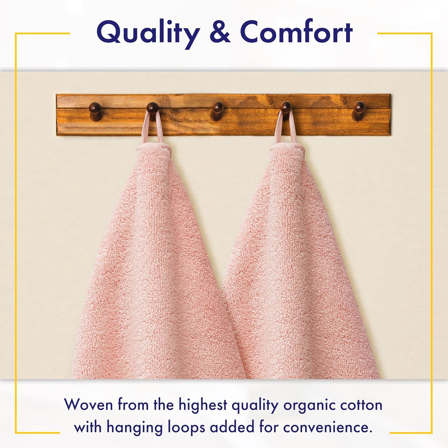 Alusa Home 100% Organic Zero-Twist Cotton Towels - GOTS Certified Luxury Bath Towels - Ultra Soft & Plush 700GSM Long-Staple Cotton - 6 Piece Towel Set (Blush Pink)