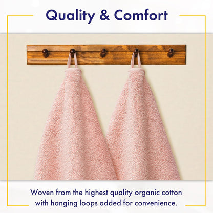 Alusa Home 100% Organic Zero-Twist Cotton Towels - GOTS Certified Luxury Bath Towels - Ultra Soft & Plush 700GSM Long-Staple Cotton - 6 Piece Towel Set (Blush Pink)