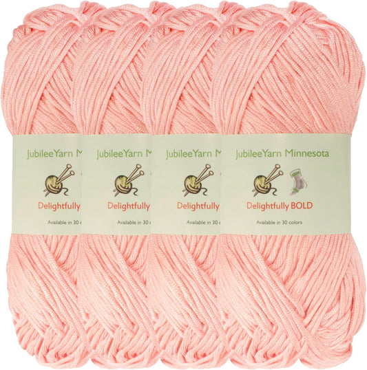 JubileeYarn Delightfully Bold Yarn - 100g/Skein Worsted Bamboo Rayon - Pastel Pink - 4 Skeins
