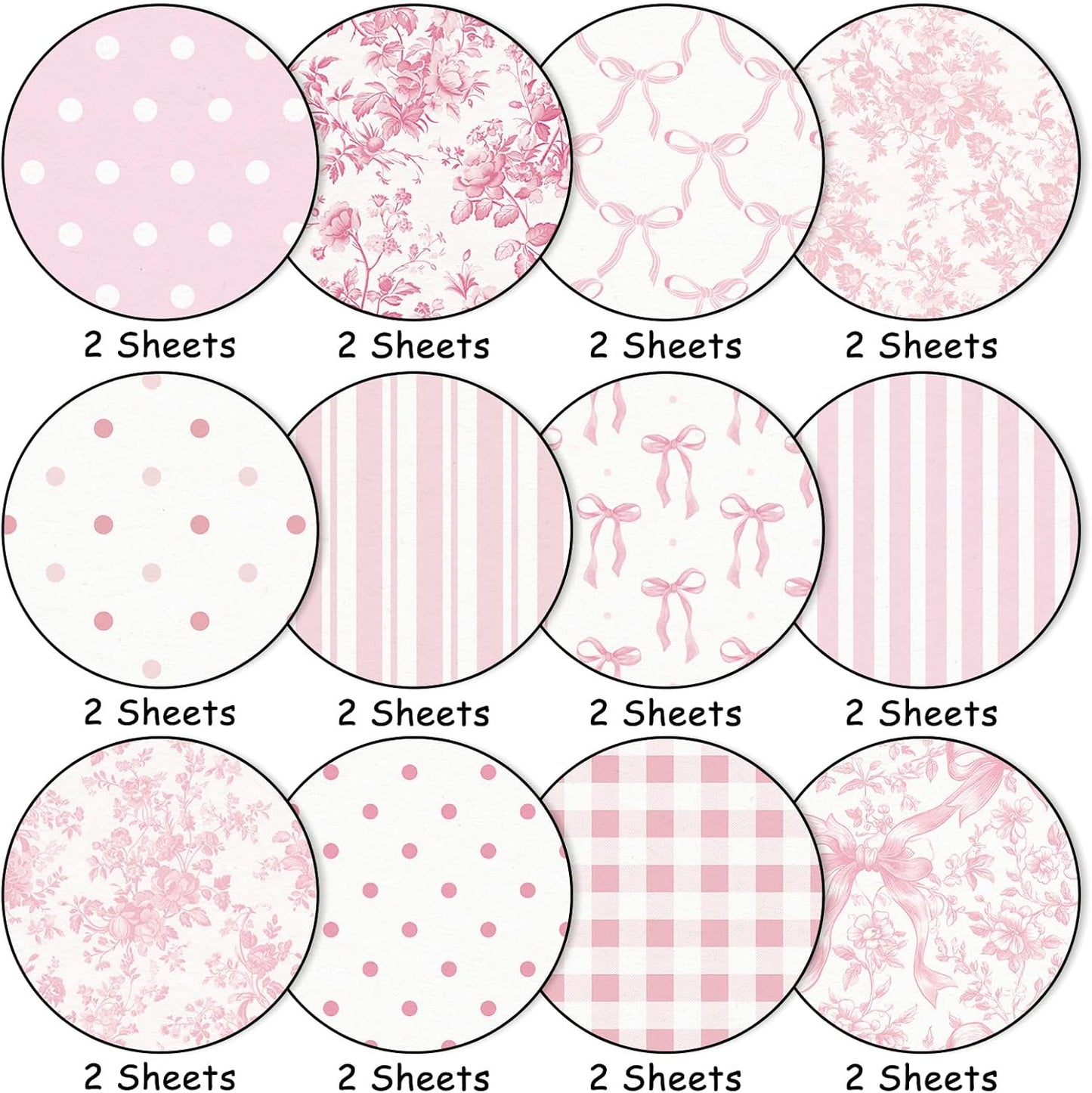 Whaline 24 Sheets 6 x 6 Inch Pink Bow Floral Pattern Paper Chinoiserie Scrapbook Specialty Paper Double Sided for DIY Crafts Card Making Photo Album Decor