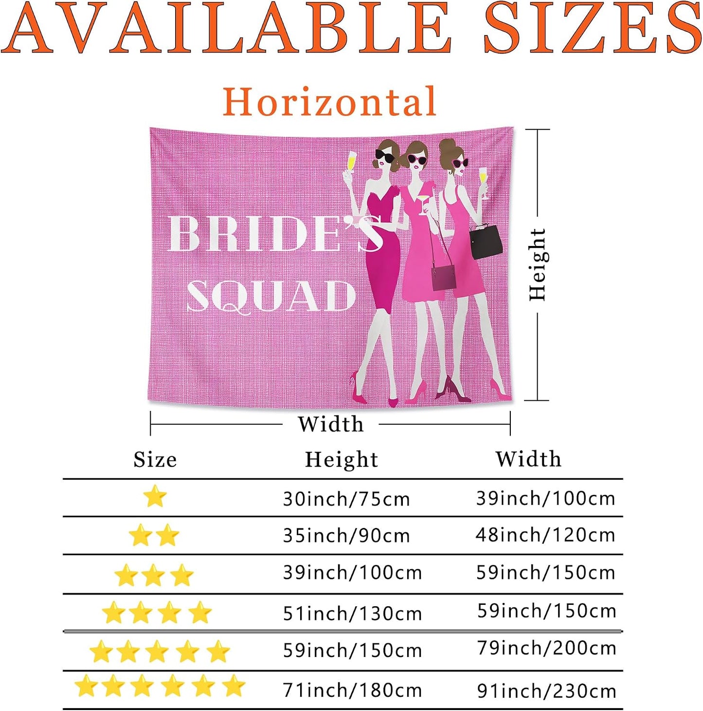 Bride's Tribe Peach Tapestry, Fashionable Bridal Party Wall Hanging, Chic Tapestries Decorative for Wedding, Living Room, Bachelorette Decor 40x30 Inch