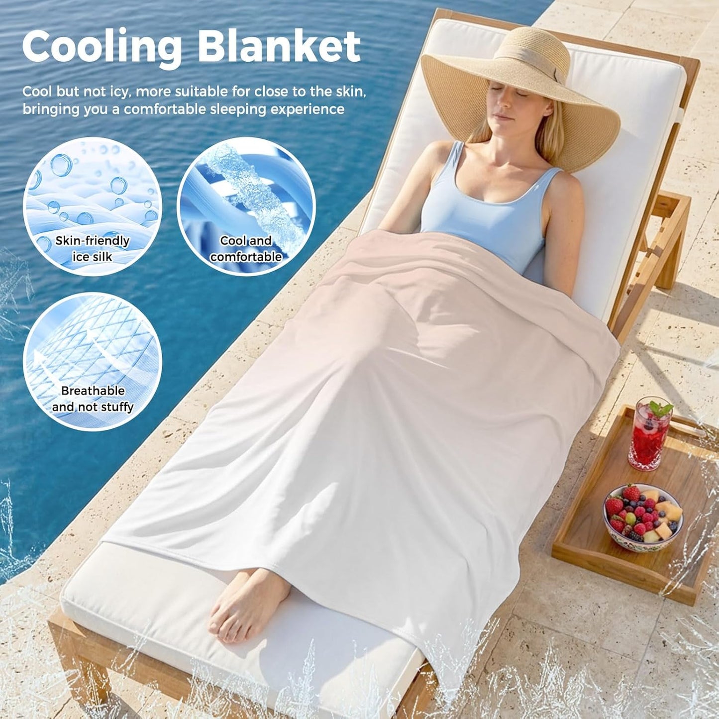 Cooling Blanket for Hot Sleepers Peach Pink Lightweight Breathable Double Sided Summer Blanket Gradient White Cooling Throw Blanket for Couch Bed Night Sweats 30"x40"