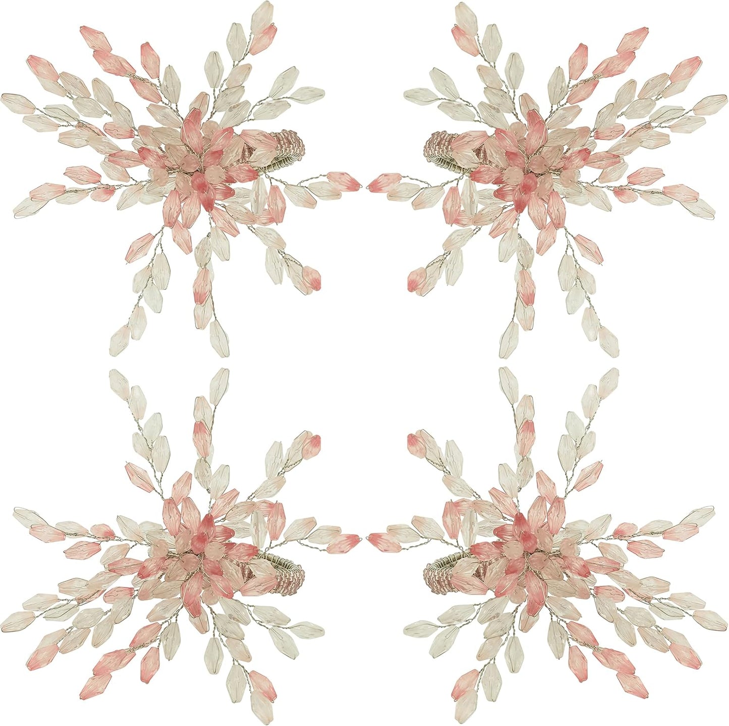 Beaded Flower Napkin Rings (Set of4)