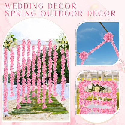 Nuenen 16 Pack 94.4ft Artificial Cherry Blossom Vines Cherry Blossom Flower Garland Hanging Silk Cute Room Decor for Japanese Kawaii Bedroom Party Wedding Spring Home Decorations (Peach Pink)