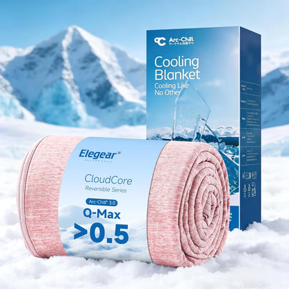 Elegear Revolutionary Cooling Blanket Queen Absorbs Heat to Keep Body Cool for Night Sweats, Arc-Chill 3.0 Cool Fiber Q-Max>0.5 for Hot Sleepers, Lightweight Summer Cold Blankets for Sleeping, Pink