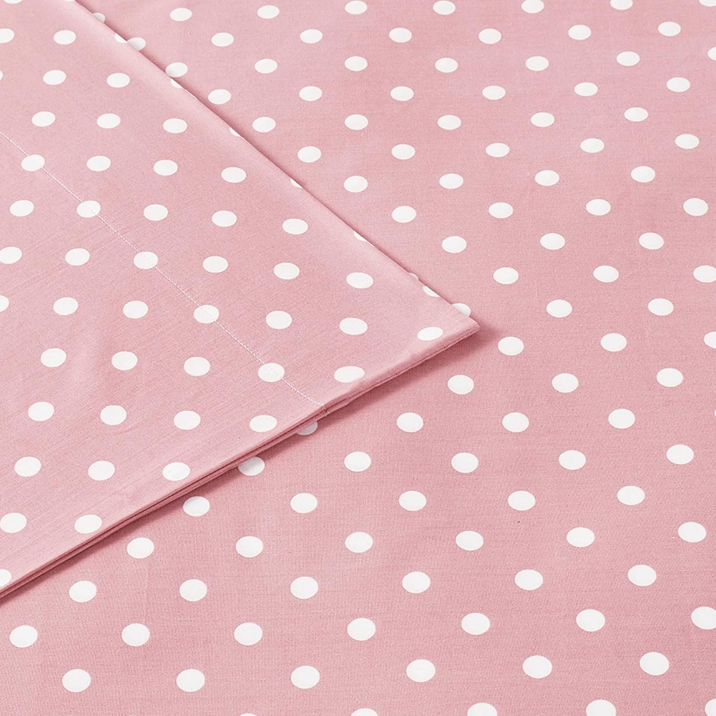 Intelligent Design Pink Queen Size Sheet Sets Kids Polka Dot Sheets for Girls 100% Cotton Percale Soft Flat and Fitted Sheet, Pillowcase, Breathable All Season Bed Set, Fits up to 14" Mattress