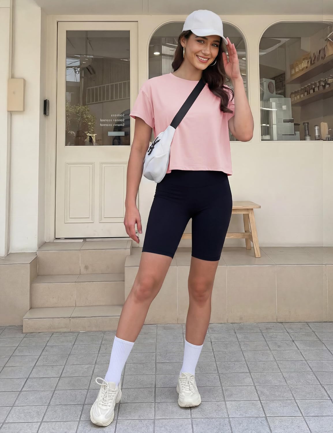 MAGCOMSEN Crop Tops for Women Workout Short Sleeve Shirts Cropped T Shirts Loose Fit Boxy Tee Cotton Athletic Gym Exercise