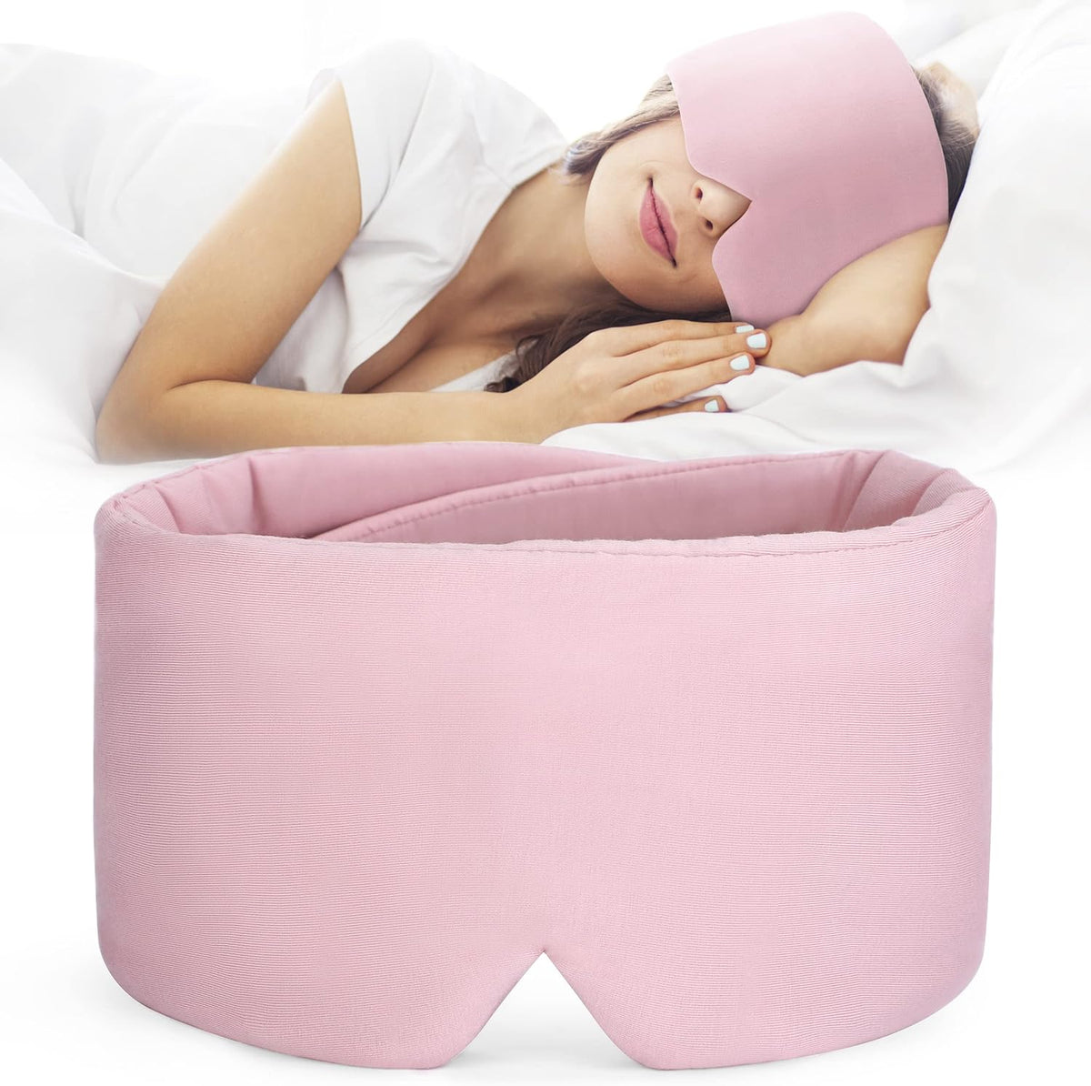 Cotton Sleep Mask Blackout - Handmade Eye Mask for Sleeping Eye Shade Cover Sleep Mask for Women Men Girl Soft and Breathable Adjustable Blinder Light Blocking Pink Airplane with Travel Pouch