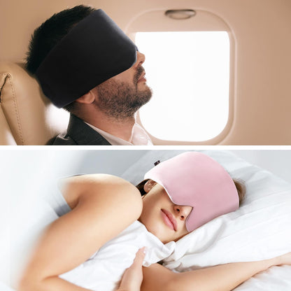 Cotton Sleep Mask Blackout - Handmade Eye Mask for Sleeping Eye Shade Cover Sleep Mask for Women Men Girl Soft and Breathable Adjustable Blinder Light Blocking Pink Airplane with Travel Pouch