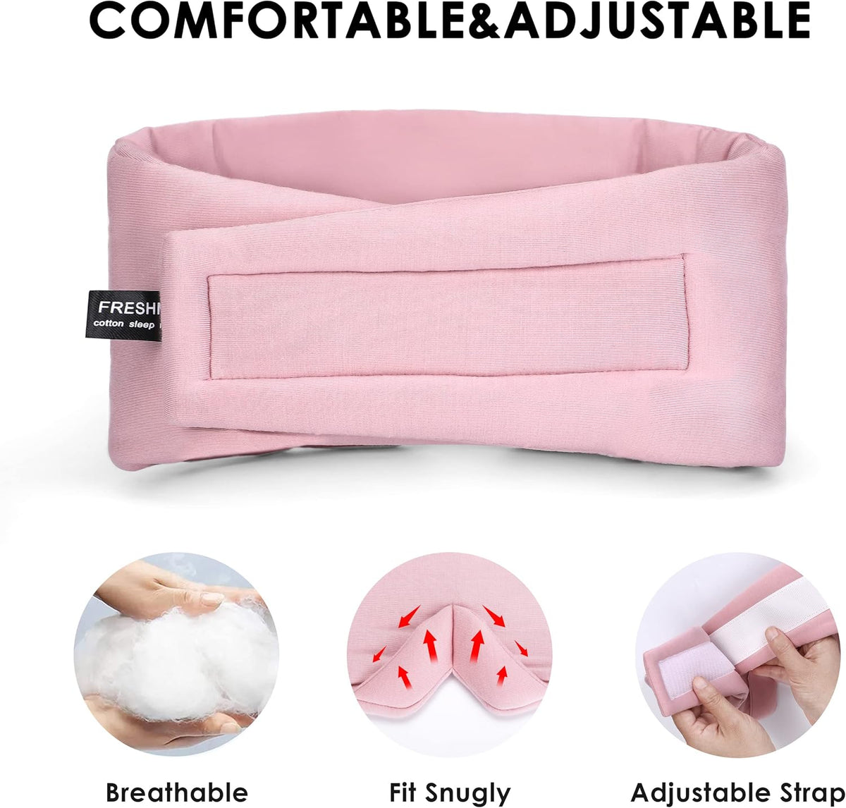 Cotton Sleep Mask Blackout - Handmade Eye Mask for Sleeping Eye Shade Cover Sleep Mask for Women Men Girl Soft and Breathable Adjustable Blinder Light Blocking Pink Airplane with Travel Pouch