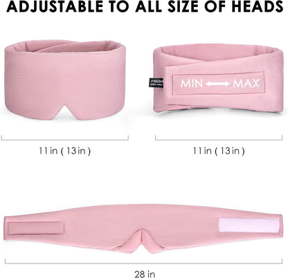 Cotton Sleep Mask Blackout - Handmade Eye Mask for Sleeping Eye Shade Cover Sleep Mask for Women Men Girl Soft and Breathable Adjustable Blinder Light Blocking Pink Airplane with Travel Pouch