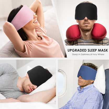 Cotton Sleep Mask Blackout - Handmade Eye Mask for Sleeping Eye Shade Cover Sleep Mask for Women Men Girl Soft and Breathable Adjustable Blinder Light Blocking Pink Airplane with Travel Pouch