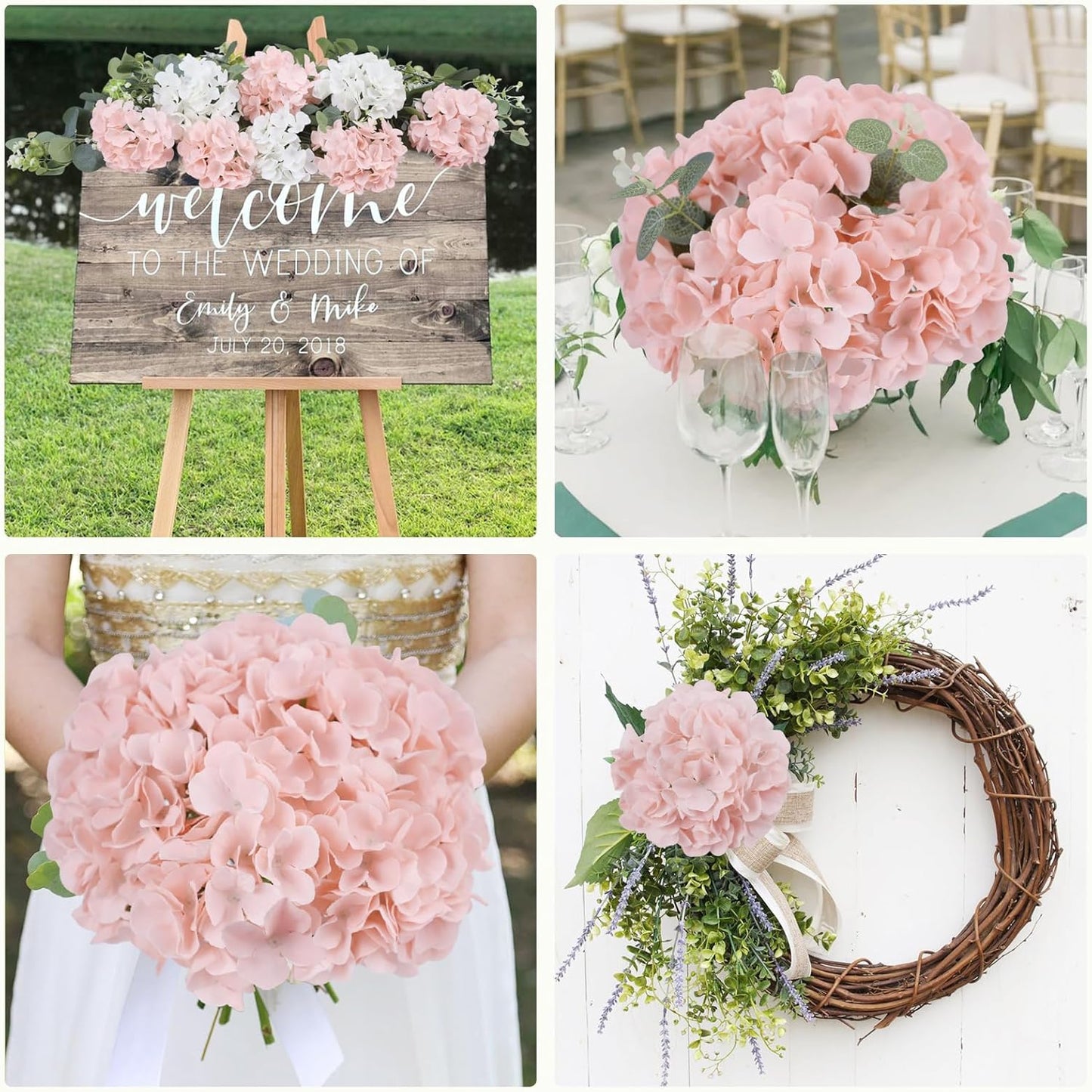 AVIVIHO 35PCS Pink Hydrangea Artificial Flowers with Stems,Realistic Silk Hydrangeas Blush Fake Flowers for Wedding Centerpieces Bouquets DIY Floral Decor Baby Shower,Arch,Home,Party Decoration