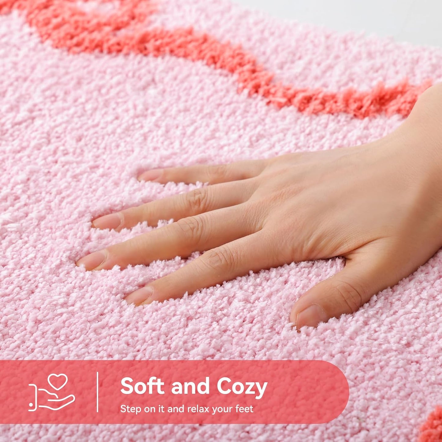 TRUEDAYS Pink Bow Bathroom Rugs - Cute Bow Bath Mat Small Non Slip Bath Mat, Super Soft & Absorbent Bath Rugs for Bathroom Decor, Tub, Vanity Floor