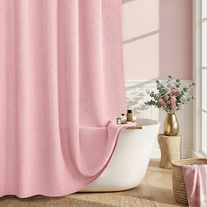 Light Pink Shower Curtain Boho Cotton Texture Mid Century Minimalist Arch Shower Curtain for Bathroom,72" W X 72" L