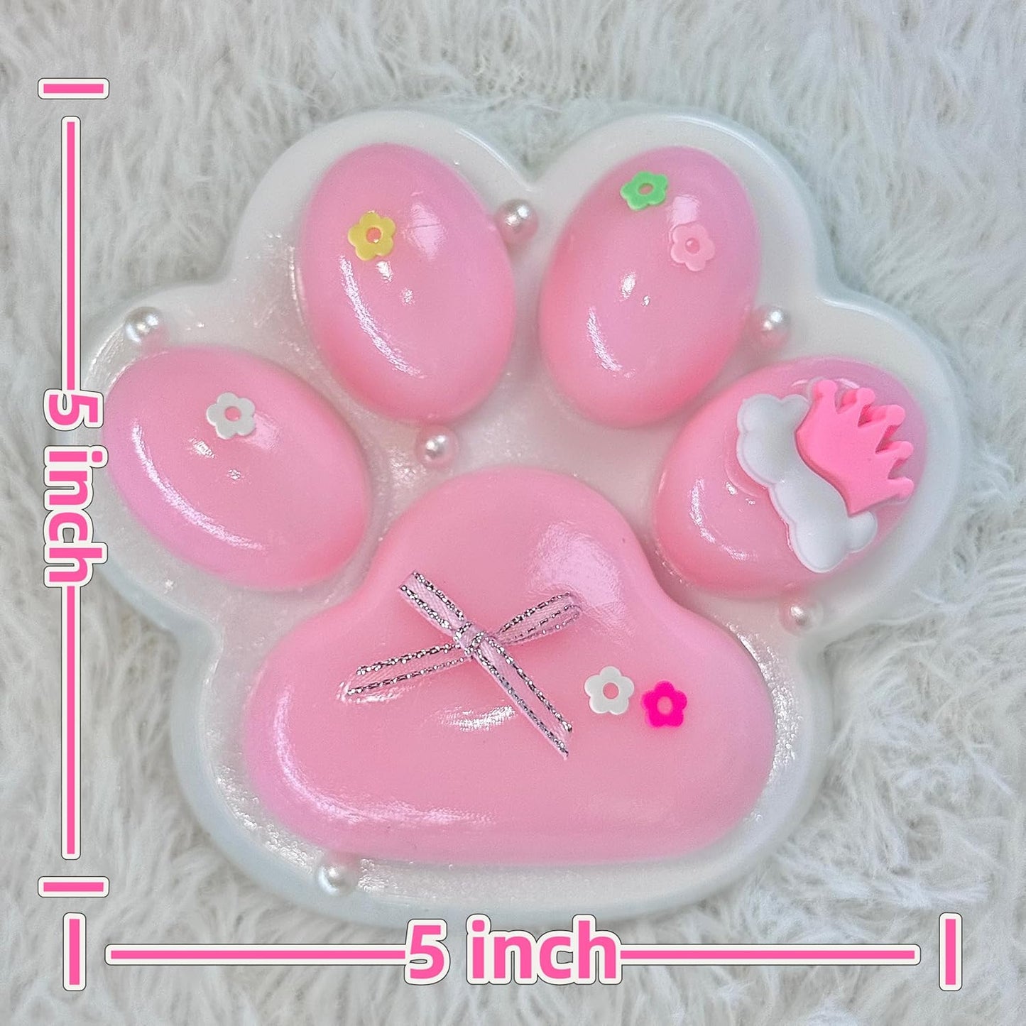 Big Taba Squishy Cat Paw, 5 in Large Paw Squeeze Toy Pink & White for Stress Relief and Relax, Sticky Squishies Fidget Toys for Party Favors Novelty Things Birthday Gift