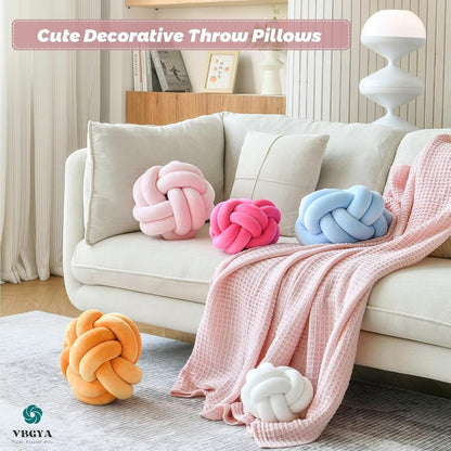 Knot Pillow Ball, Soft Home Decorative Throw Pillows Cushion, Round Changeability Knotted Pillows, Modern Home Handmade Cushions for Bedroom, Sofa, Couch (8 Inch, Light Pink)