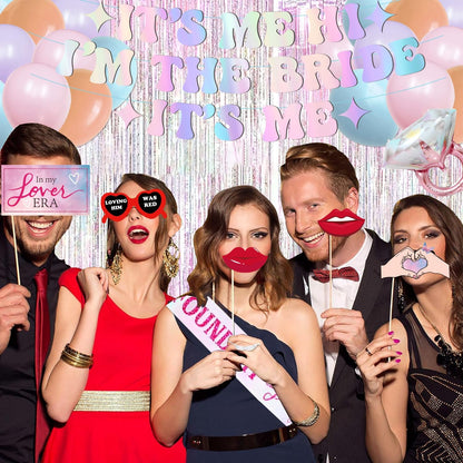 Bachelorette Party Decorations Its Me Hi Im The Bride Its Me Banner Pink Tinsel Foil Curtains Bride to Be Sash and Veil Bridal Photo Props Bachelorette Balloons Bridal Shower Fecorations